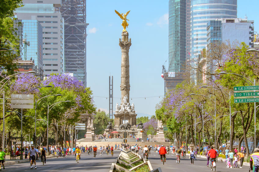 A 36-meter-high column topped with a gold-plated angel statue in Mexico City's Paseo de la Reforma.