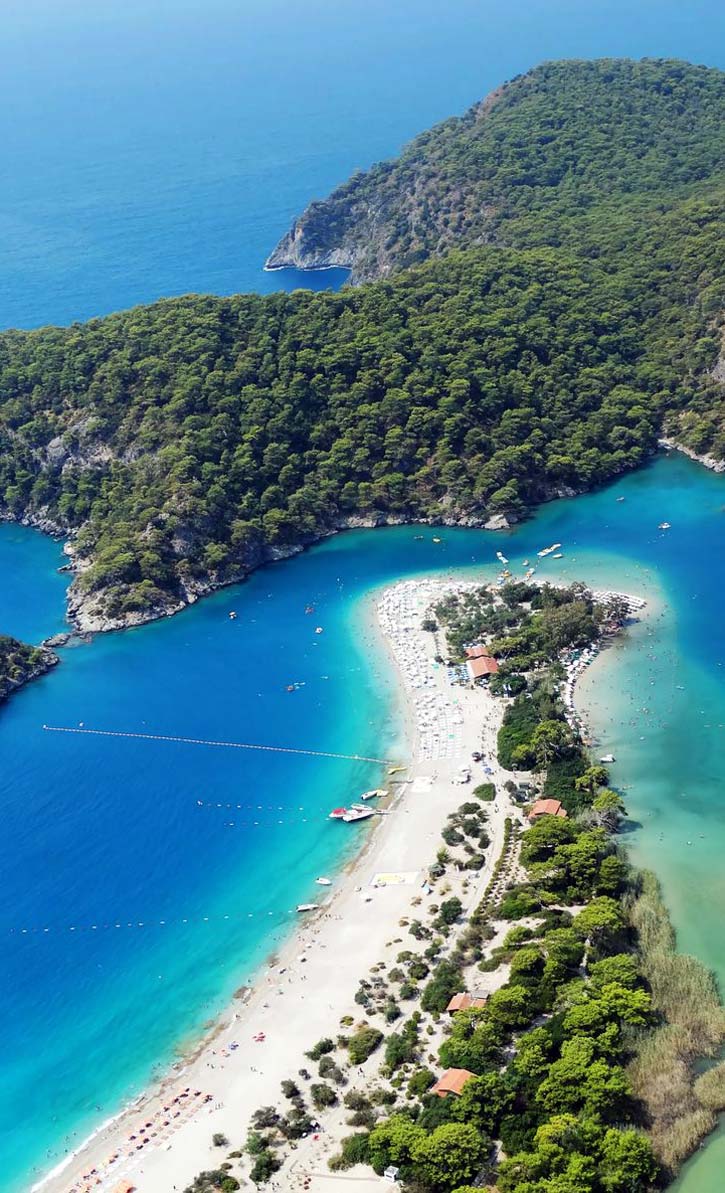 Aerial view of the Oludeniz lagoon in Turkey.