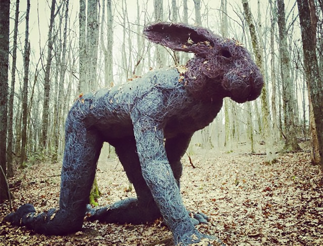 "Crawling Lady Hare" by Sophie Ryder is one of the remarkable works in Cheekwood's Woodland Sculpture Trail.