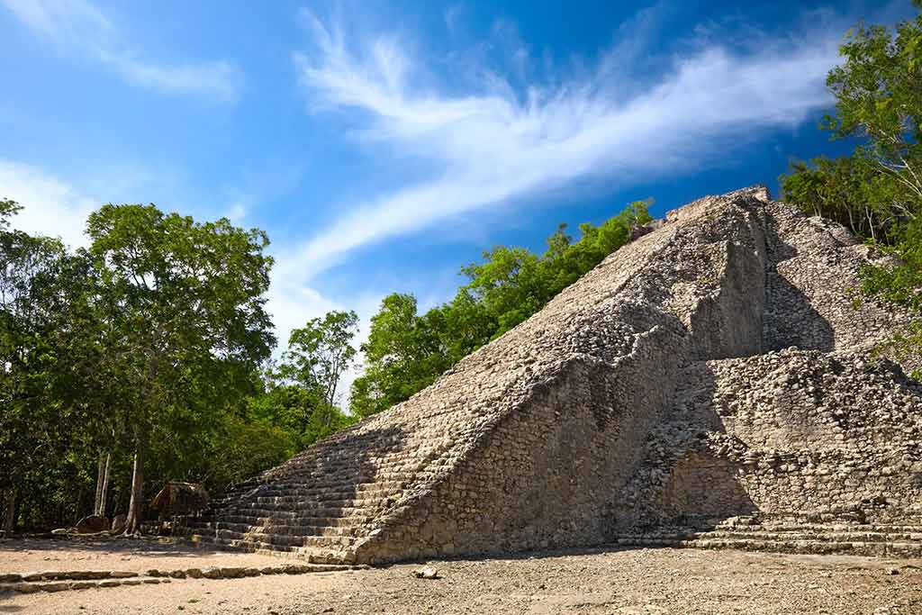 Mayan Nohoch Mul pyramid in Coba, Mexico. Photo © Nataliya Hora.